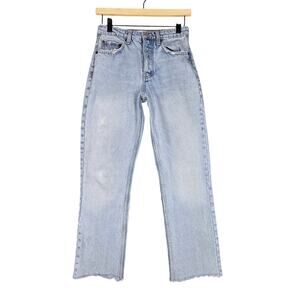 ZARA HIGH‑WAIST STRAIGHT LEG JEANS LIGHT BLUE - WOMEN’S 2 (EUR 34) - DISTRESSED